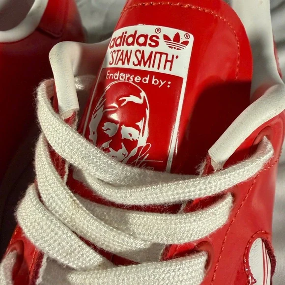 Adidas Stan Smith Valentines Day Red Patent Leather Shoes Size 10 - Picture 6 of 8